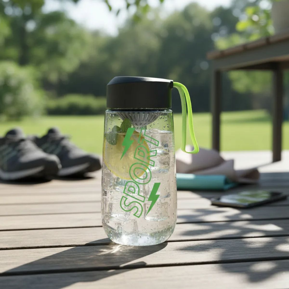 GENERICO - Botella deportiva 480ml con infusor y tapa