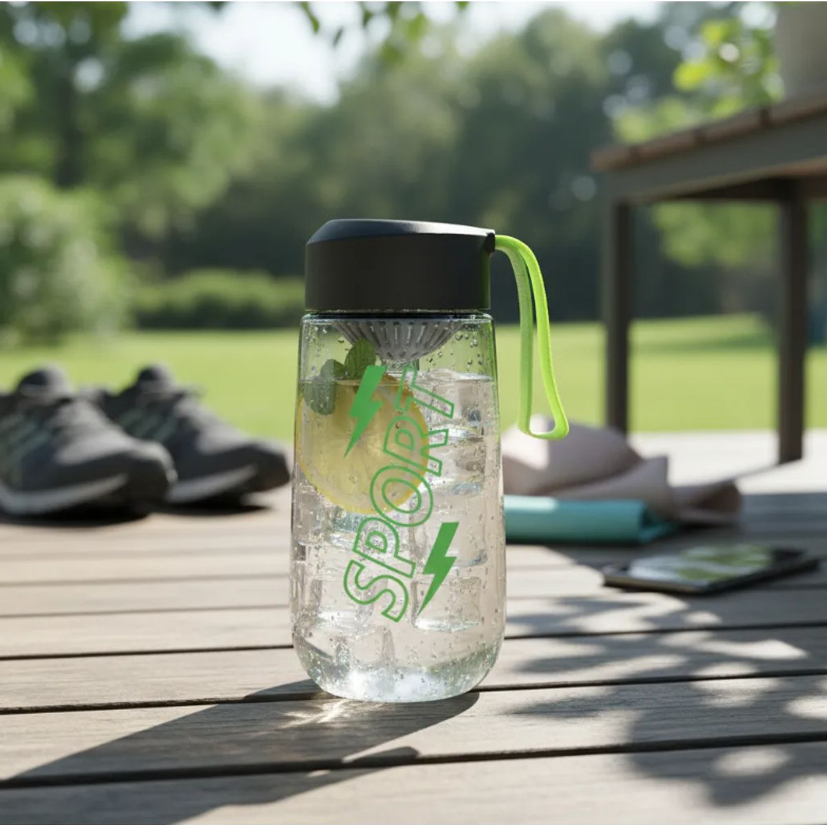 GENERICO - Botella deportiva 480ml con infusor y tapa