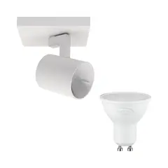 TECHNOLAMP - Pack Foco Sobrepuesto 1P Blanco + Ampolleta Luz Cálida Gu10