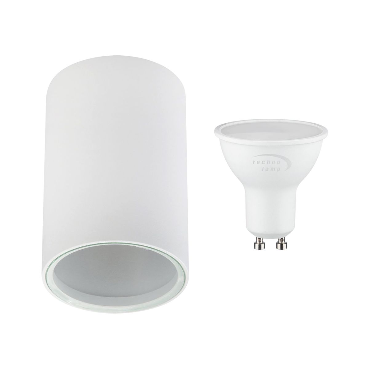 TECHNOLAMP - Pack Foco Sobrepuesto New Bristol Blanco + Ampolleta Cálida