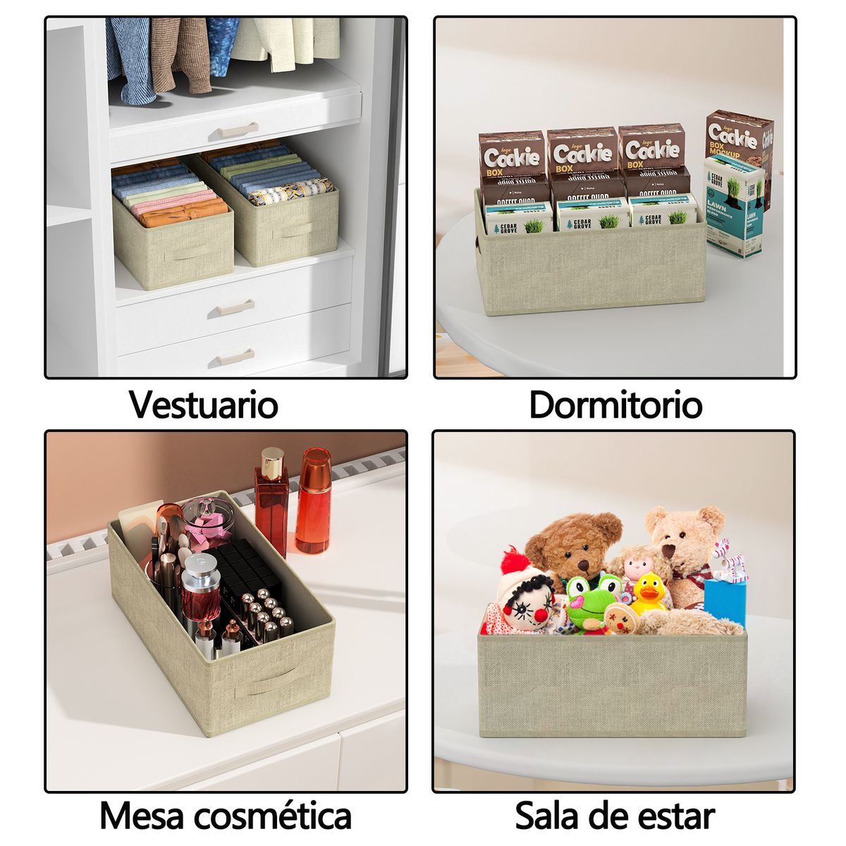 AIZO - AIZO Organizador Portátil Plegable, Protección contra Polvo, en Colores Beige y Gris Modernos