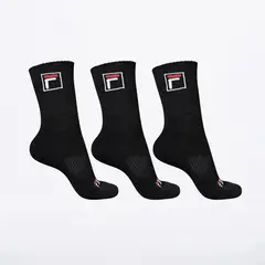 FILA - Calcetines Tripack altos Fbox Unisex Negro