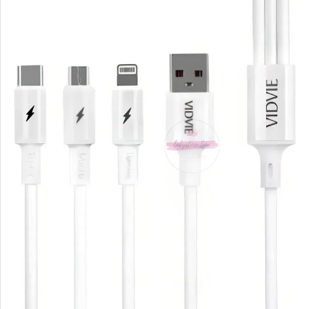 IRM - Cable Multicargador Micro Usb Carga Rápida 3 En 1 Vidvie Color Blanco