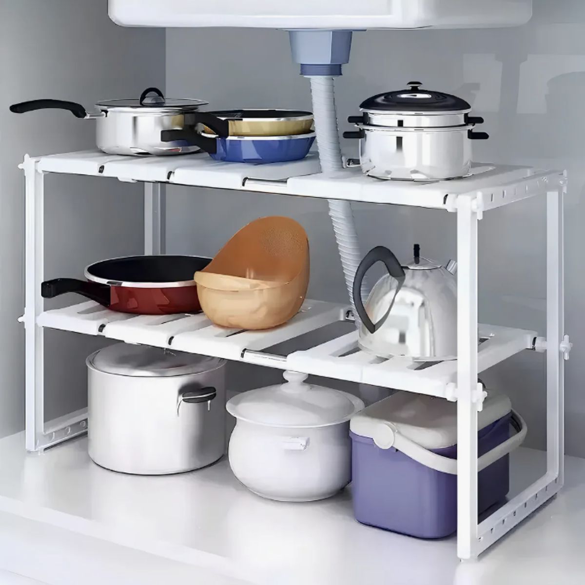 OKAY - Organizador De Cocina Multiuso Expandible Color Blanco