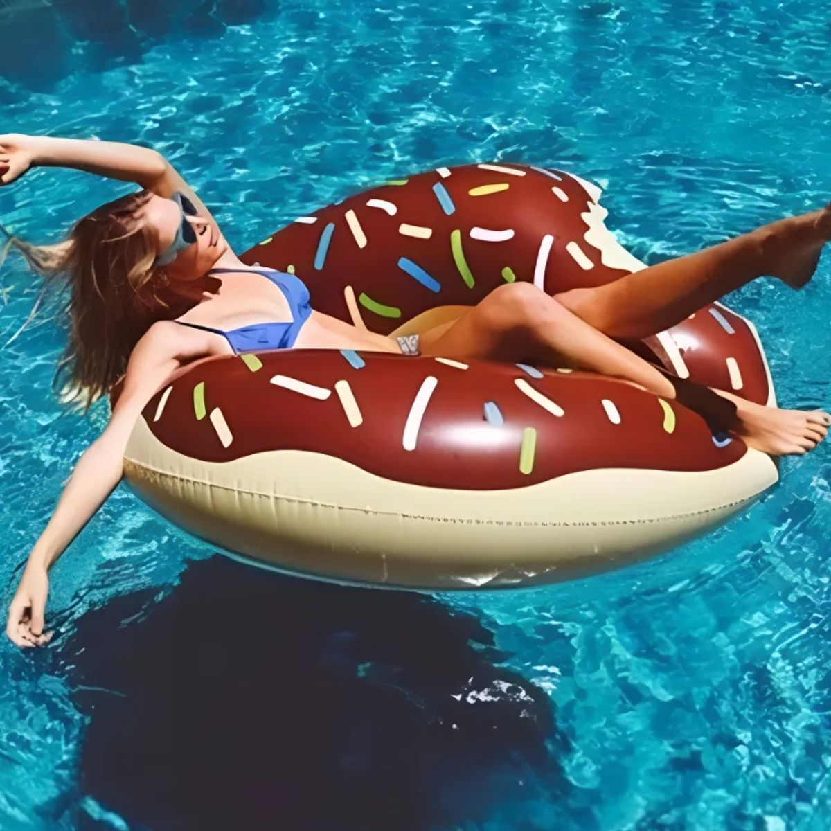 MOVI - Flotador Inflable Diseño Dona con Sprinkles  Ideal Piscina y Playa 120 cm