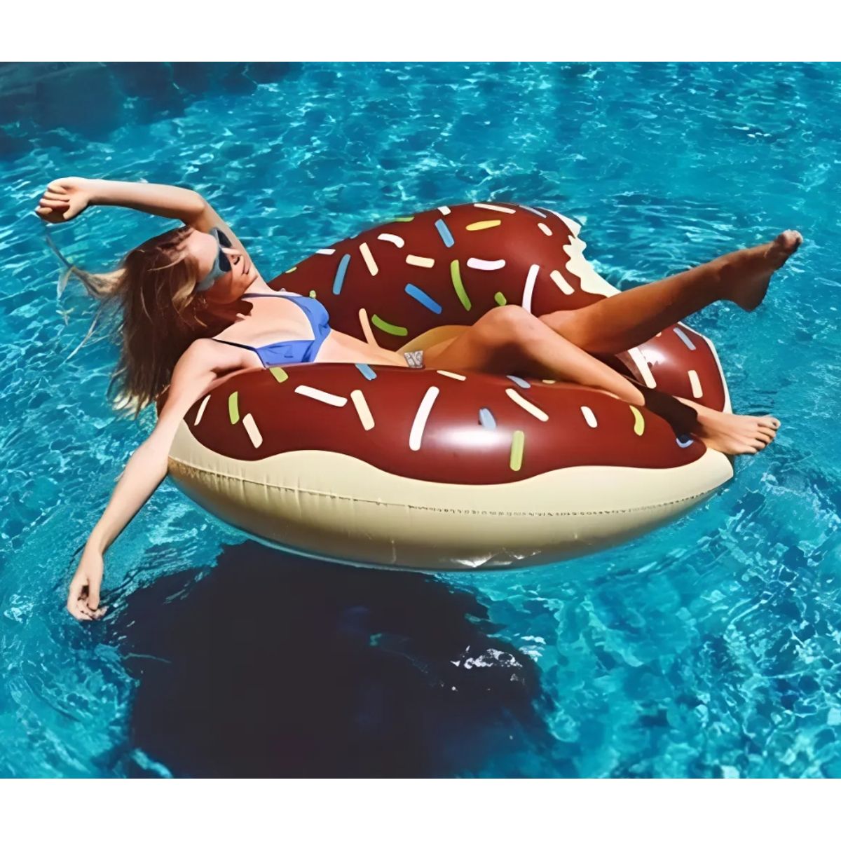 MOVI - Flotador Inflable Diseño Dona con Sprinkles  Ideal Piscina y Playa 120 cm