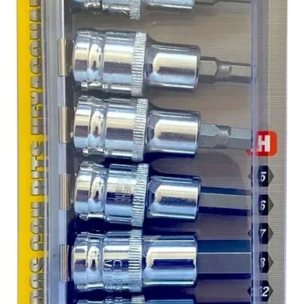 GENERICO - Juego 7 Dados ½ Pulg Con Bit Hexagonal H5 A H17 Cr-V