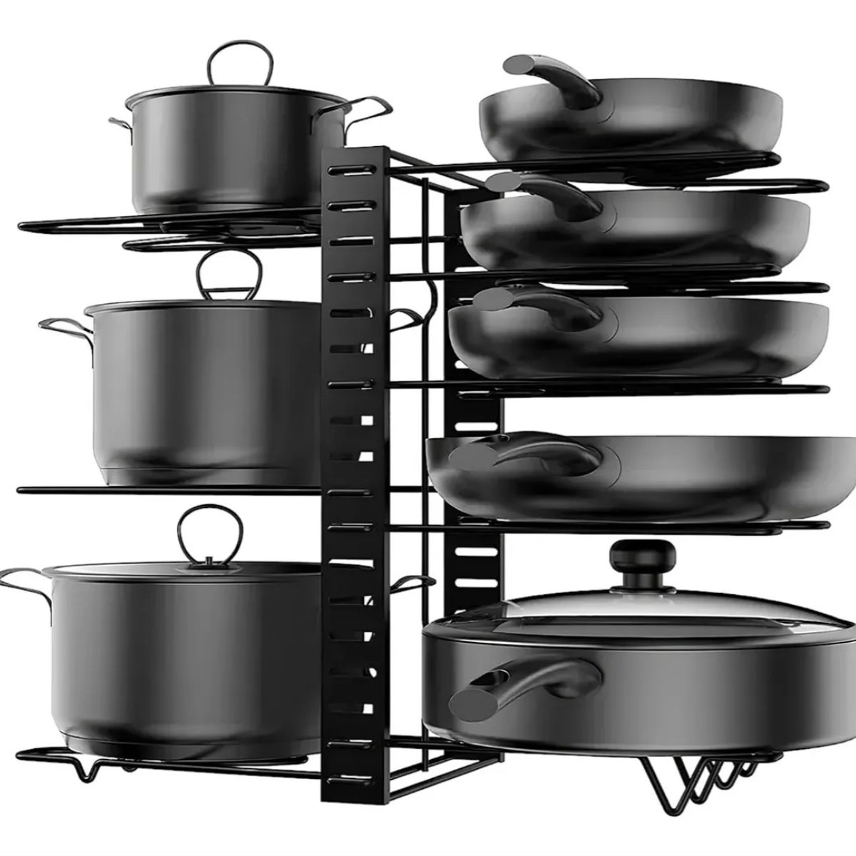 OKAY - Organizador Estante Multiuso Cocina Platos Ollas 8 Niveles Color Negro