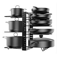 Organizador Estante Multiuso Cocina Platos Ollas 8 Niveles Color Negro
