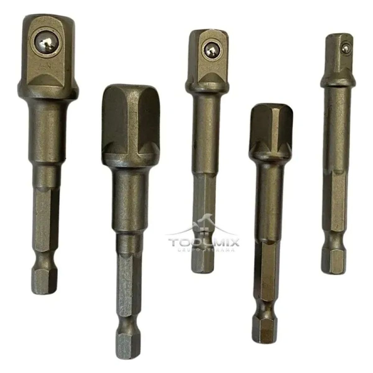 GENERICO - Juego 5 Adaptadores Para Dados Cuadrante 1/2 - 3/8 - 1/4