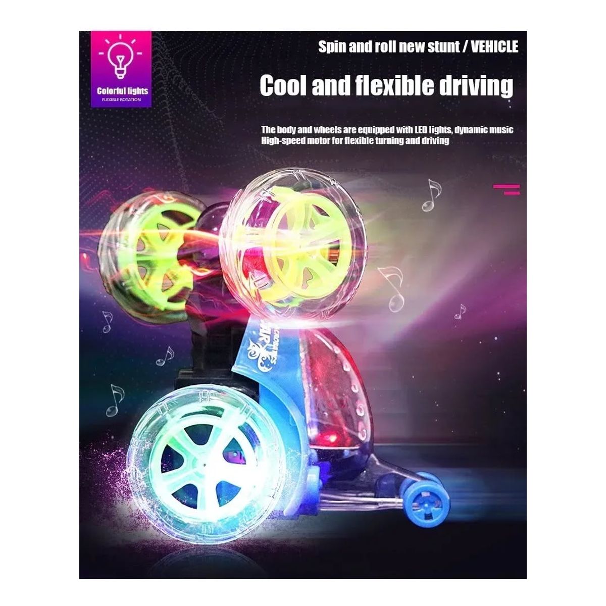 GENERICO - Auto loco con control remoto con luces y sonido 360 acrobacia