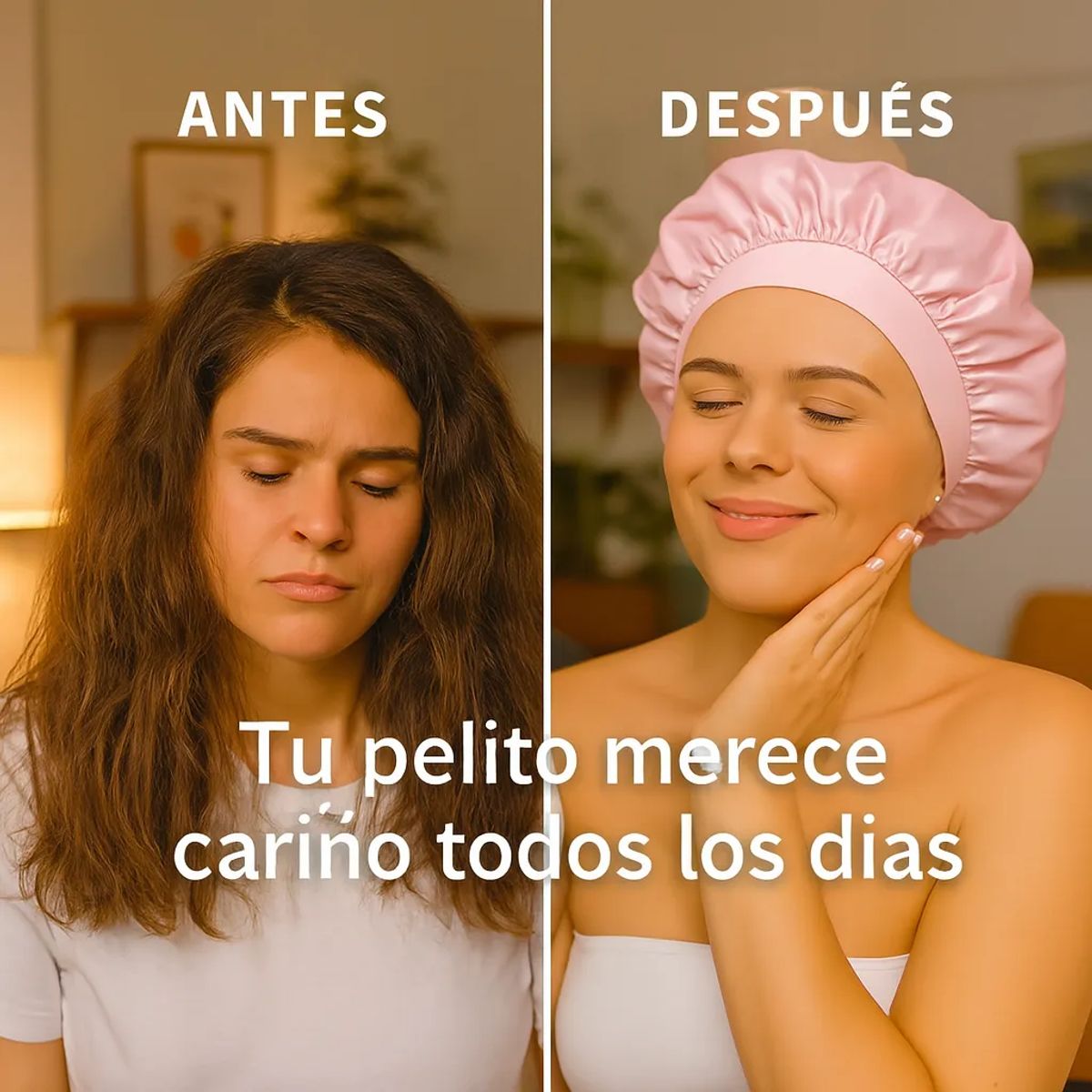 COMPUTECH - Gorro Satin Para Dormir Cabello Rizado Y Liso Evita Enredos Negro