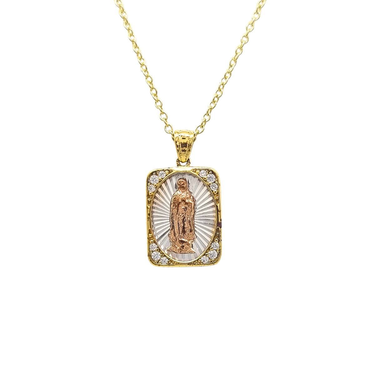 JOYAS LANDEROS - Collar Virgen 3 Oros Enchapada en oro de 18k