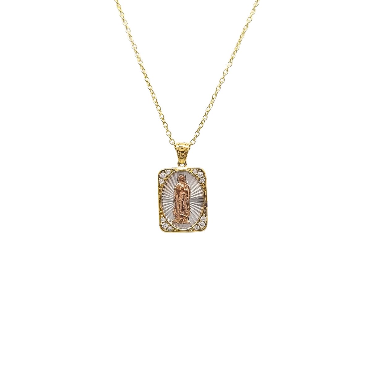 JOYAS LANDEROS - Collar Virgen 3 Oros Enchapada en oro de 18k