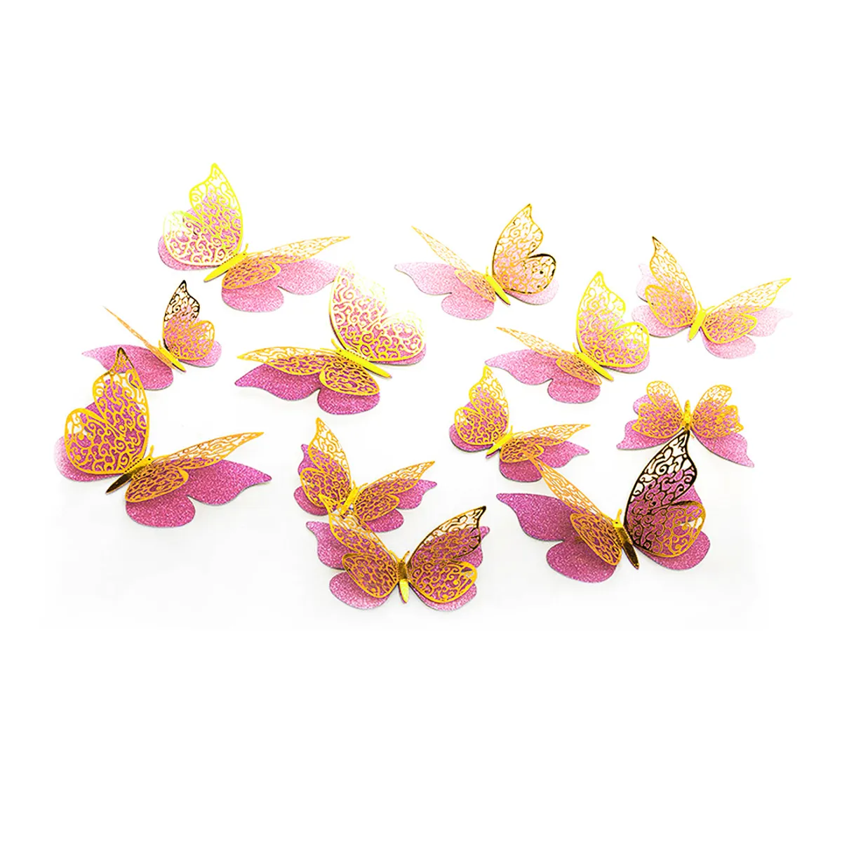 GENERICO - DECO MARIPOSAS ROSADO X12 UNI