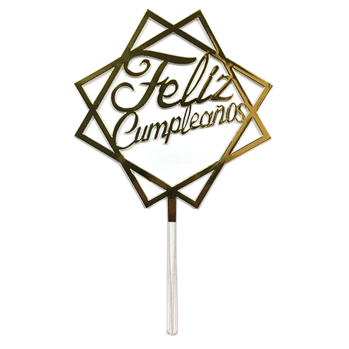 GENERICO - DECO TORTA ACRILICO FC CUADRADO DORADO X1 UNI