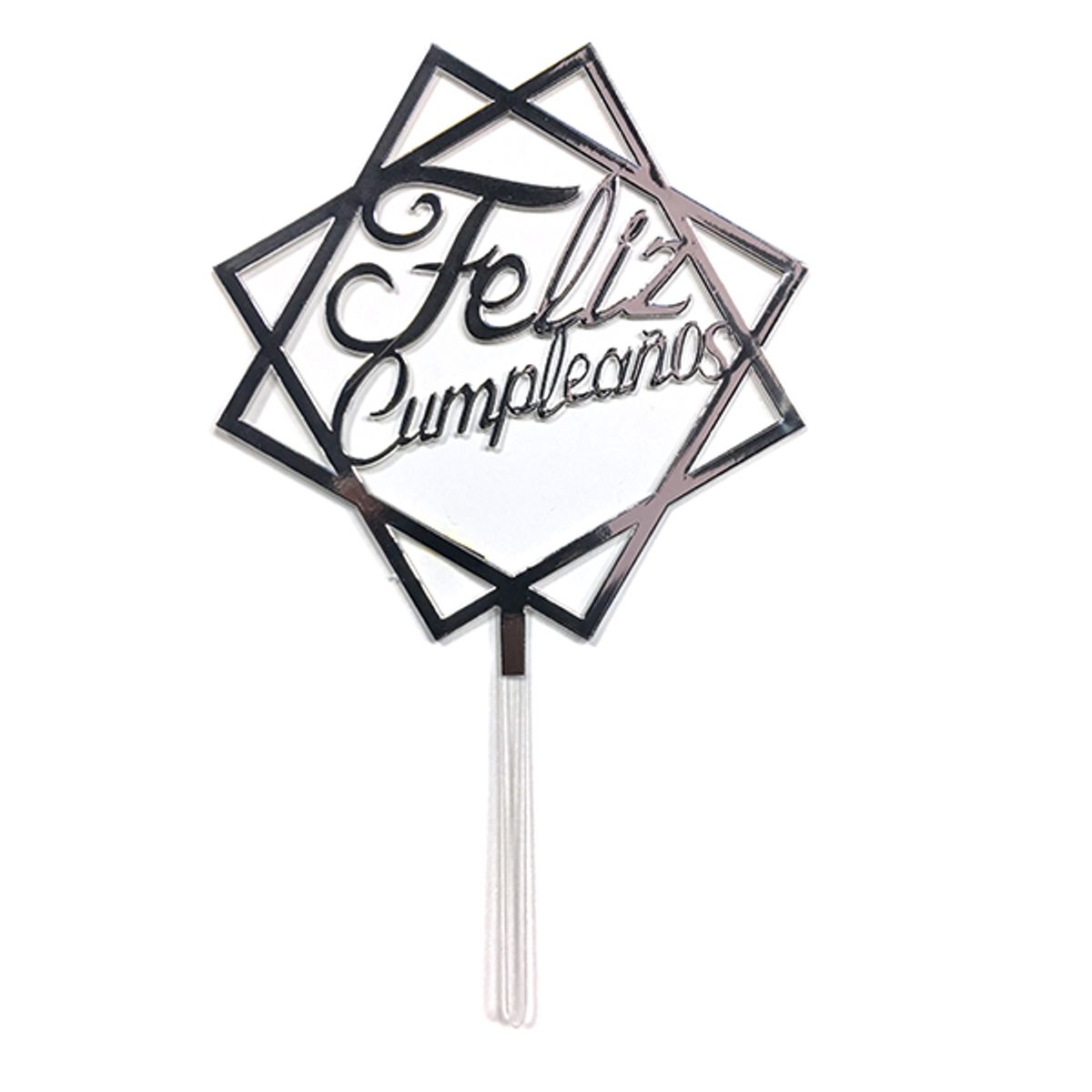 GENERICO - DECO TORTA ACRILICO FC CUADRADO PLATEADO X1 UNI