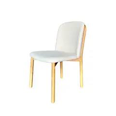 NECTAR - Silla Manhattan Madera Fresno Natural En Lino y Algodón Beige