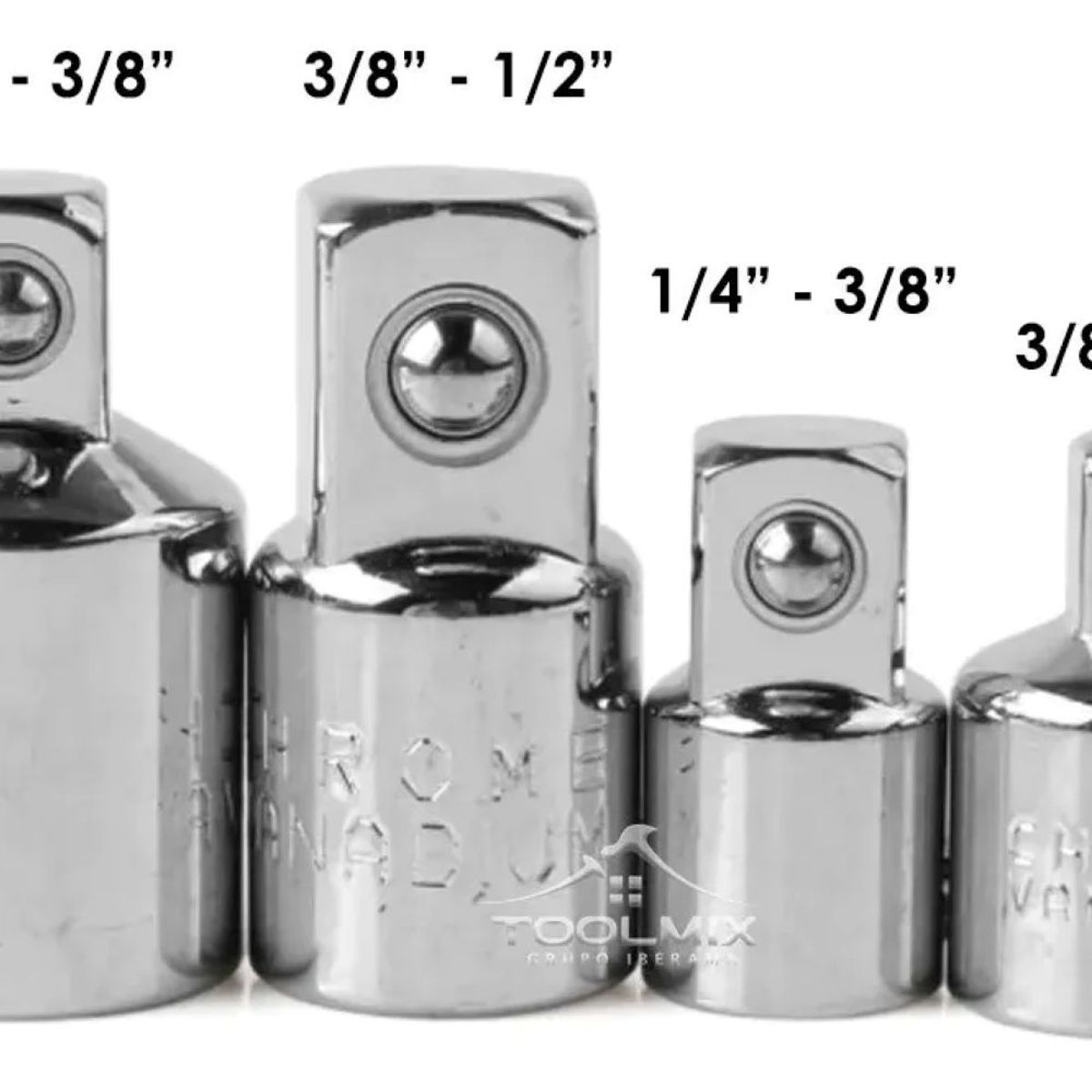 GENERICO - Juego 4 pcs Adaptadores De Dados 1/4 - 3/8 - 1/2 Crownman