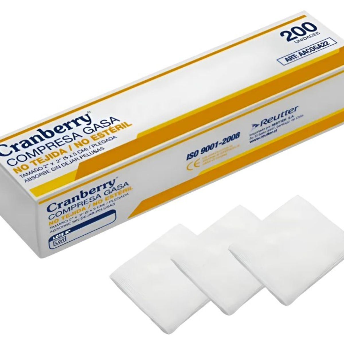 CRANBERRY - Gasa No Tejida Cranberry 5 x 5 cm – Caja 200 Unidades