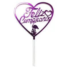 GENERICO - DECO TORTA ACRILICO FC CORAZON FUCSIA X1 UNI