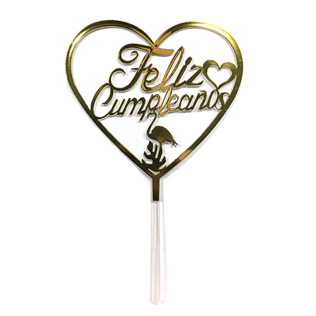 GENERICO - DECO TORTA ACRILICO FC CORAZON DORADO X1 UNI