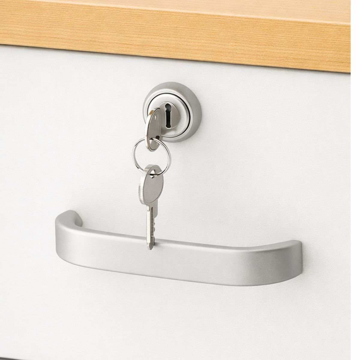 SPACE HOME - Gabinete 3 Cajones con Llave y Ruedas Color Madera