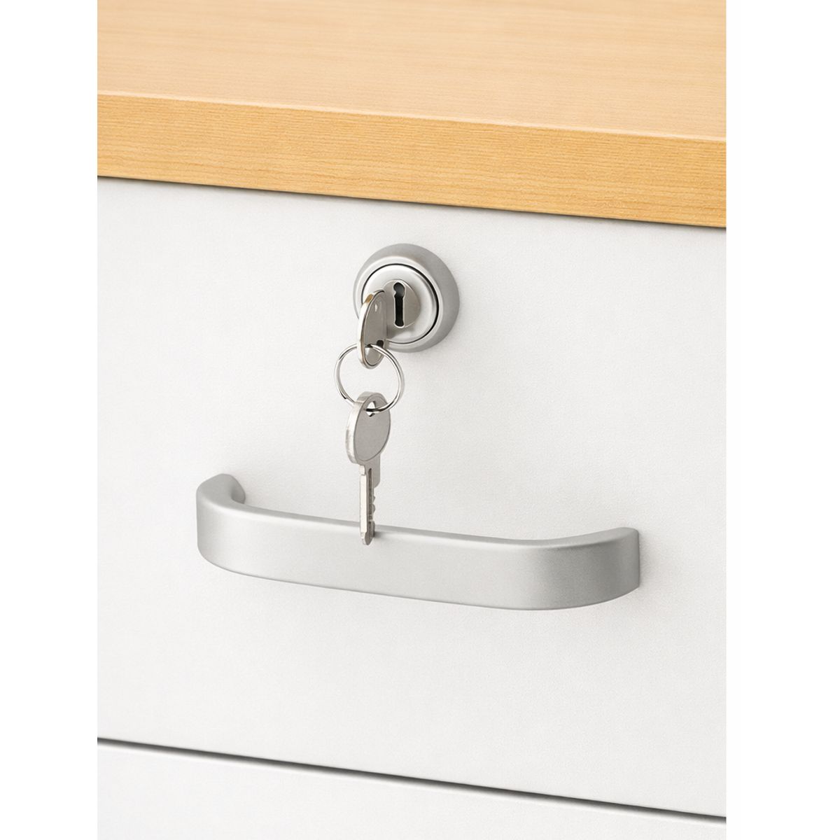 SPACE HOME - Gabinete 3 Cajones con Llave y Ruedas Color Madera