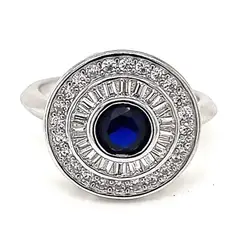 JOYAS LANDEROS - Anillo Redondo Zafiro Plata 925