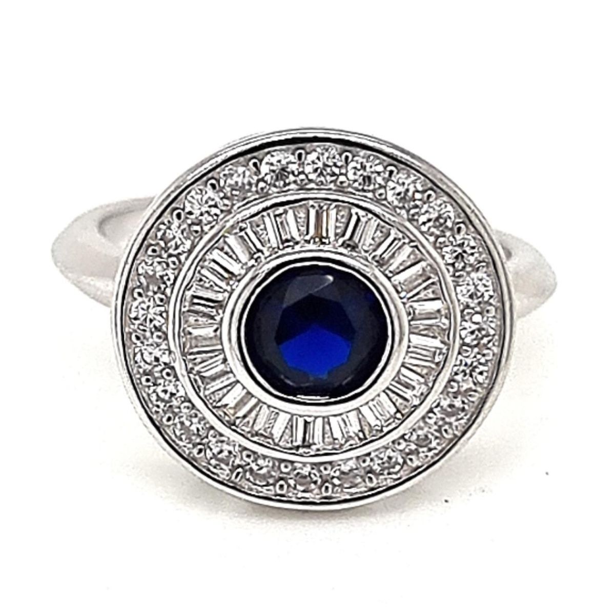 JOYAS LANDEROS - Anillo Redondo Zafiro Plata 925