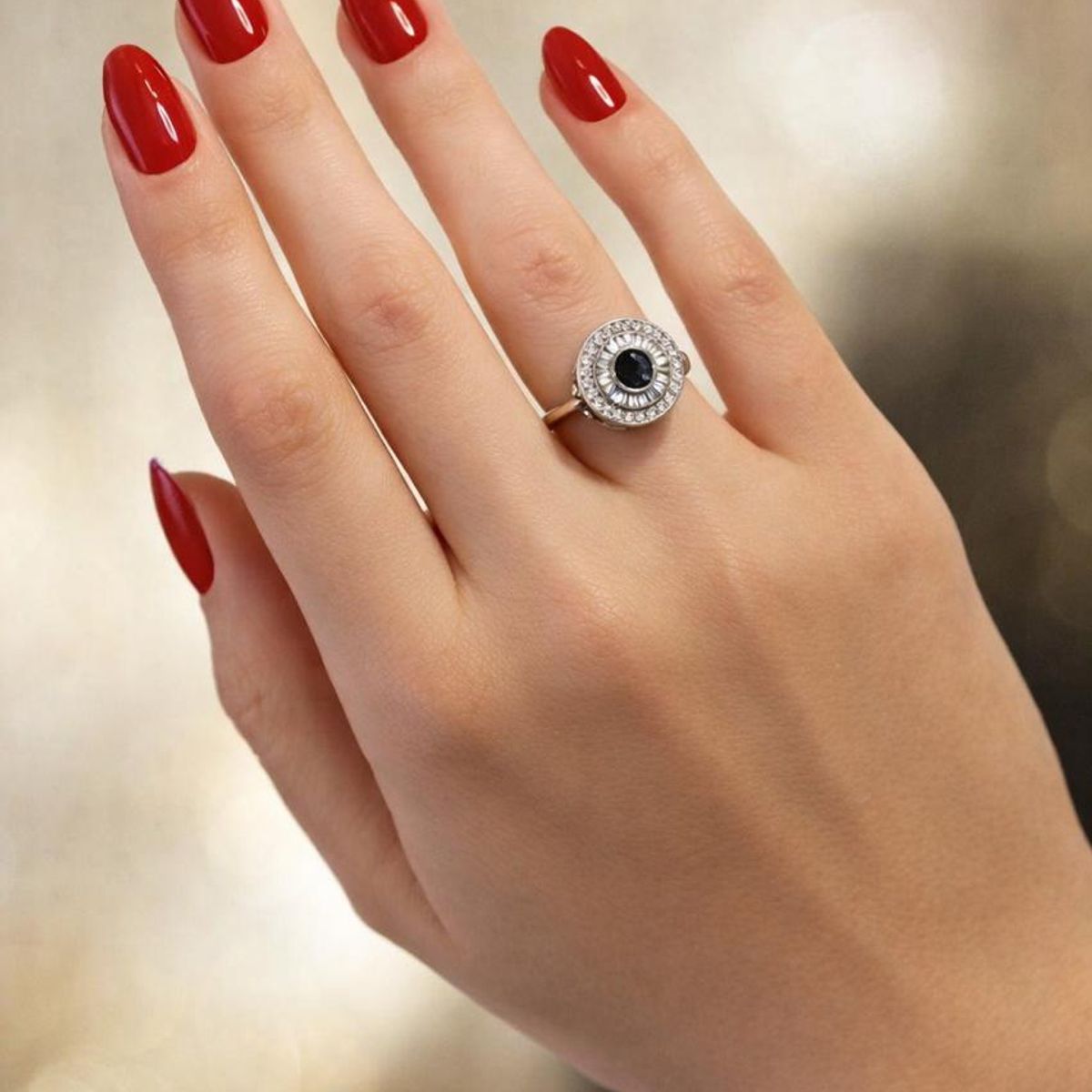 JOYAS LANDEROS - Anillo Redondo Zafiro Plata 925
