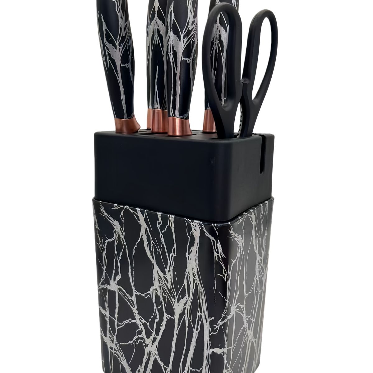 GENERICO - Set Cuchillos De Cocina 7 Piezas Con Bloque Diseño De Mármol