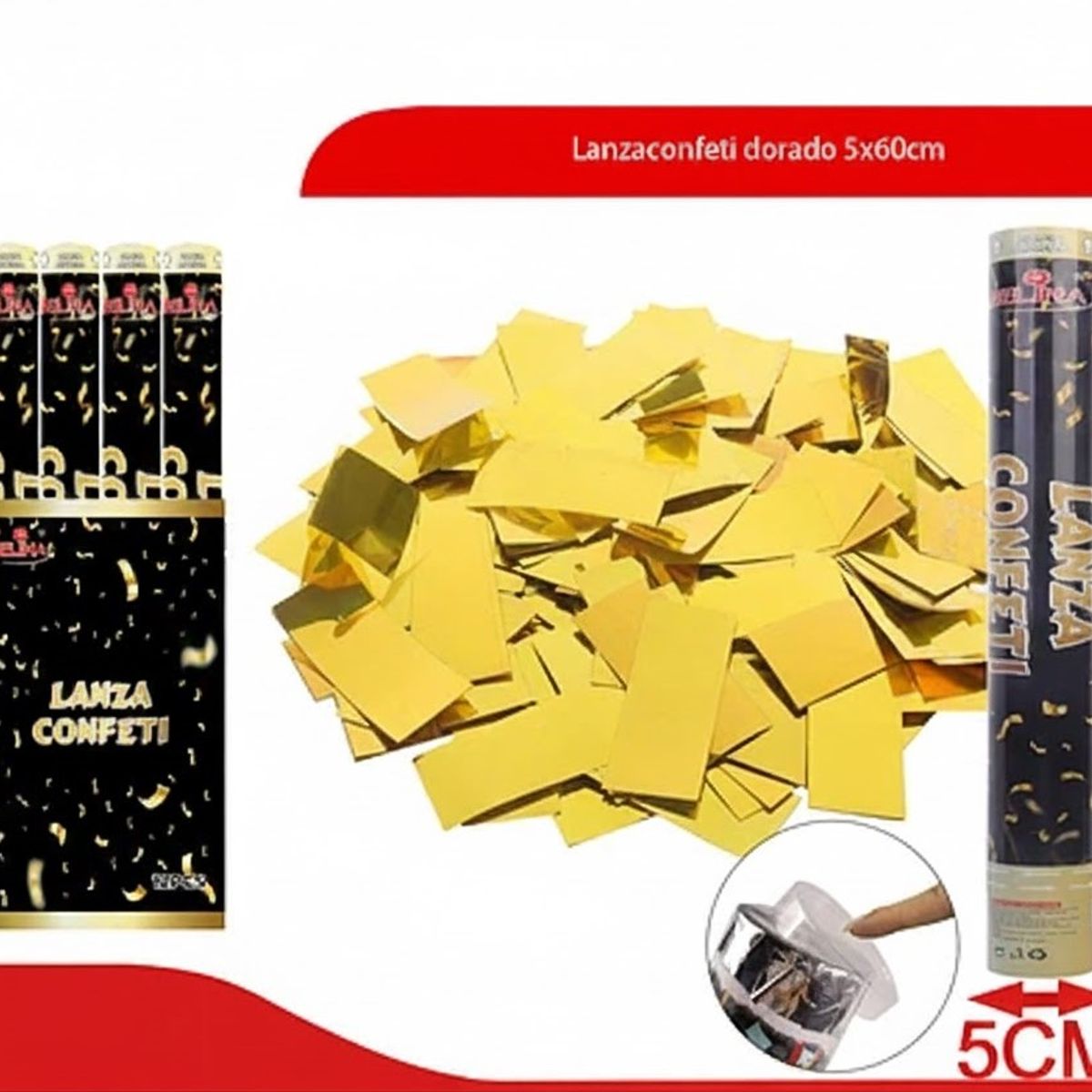 GENERICO - Lanza Confeti Dorado 5x60cm