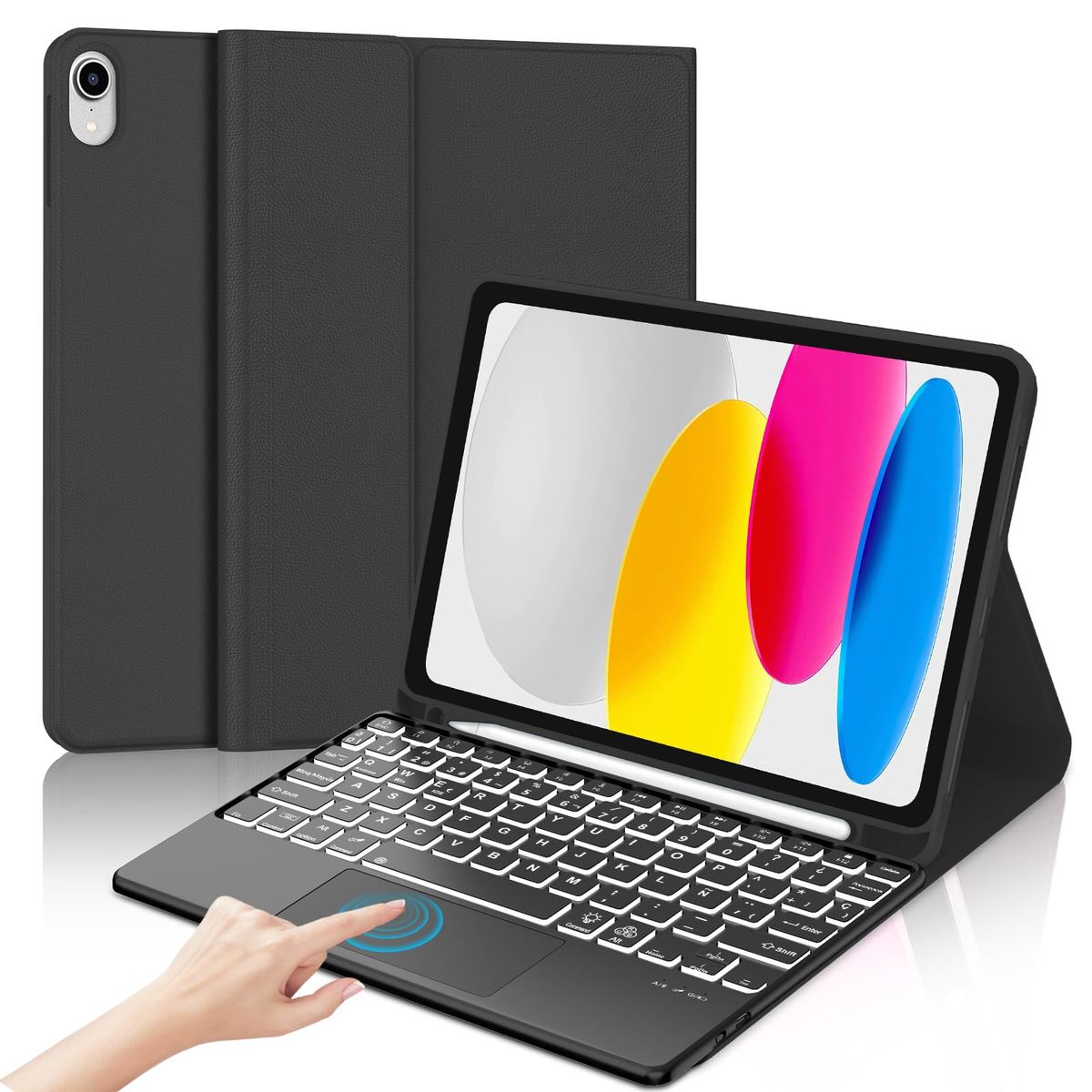 GENERICO - carcasa con teclado touch pad para ipad a16 y 10ma generación