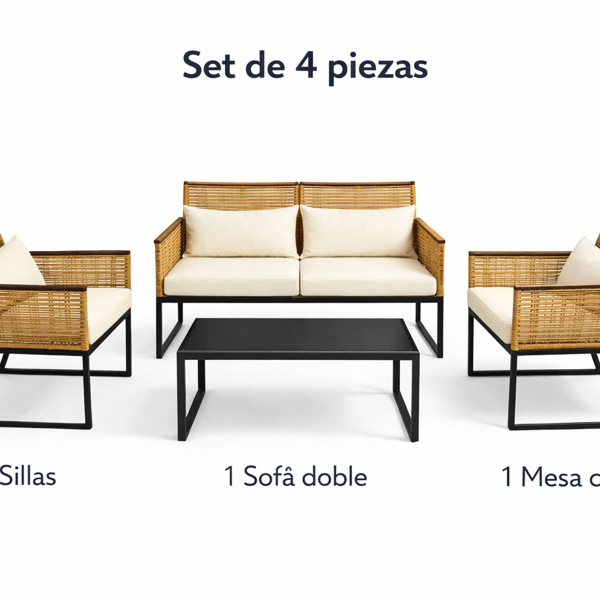 SPACE HOME - Mueble de Terraza Beige – Completo 4 Piezas Exterior