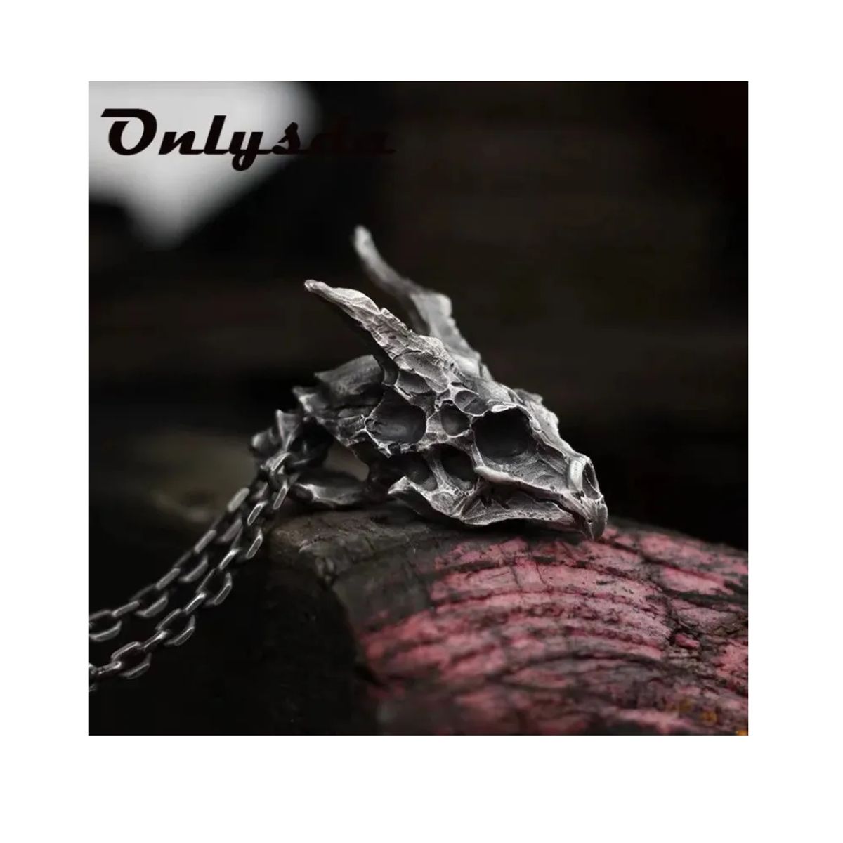 GENERICO - Collar Acero Calavera Dragon Hombre Caballeros Moda