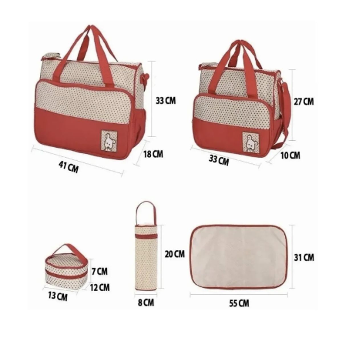GENERICO - Set 5 Bolsas Panaleras Cambiador Bebe Botella Viaje Multiuso