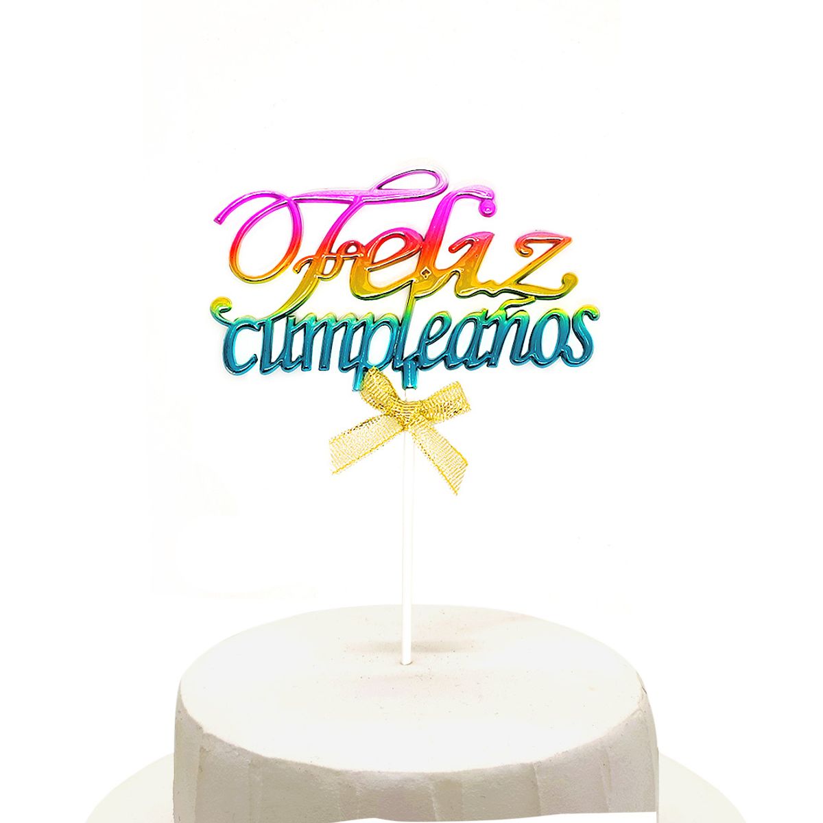 GENERICO - TOPPER TORTA FELIZ CUMPLEANOS MULTICOLOR X1 UNI