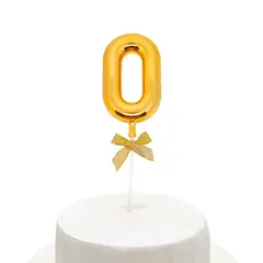 GENERICO - TOPPER TORTA NUMERAL DORADO 0