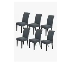 GENERICO - Pack De 6 Funda Para Silla Tela Gruesa Cuadrille Gris