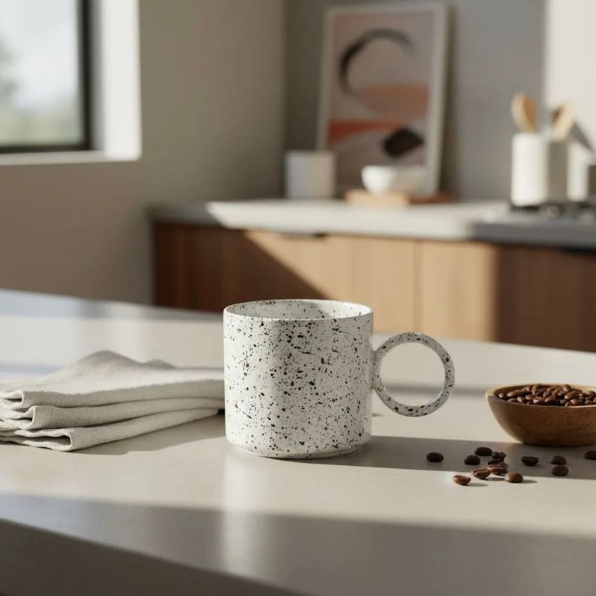 GENERICO - Taza de Cafe de Ceramica Blanco Estilo Minimalista