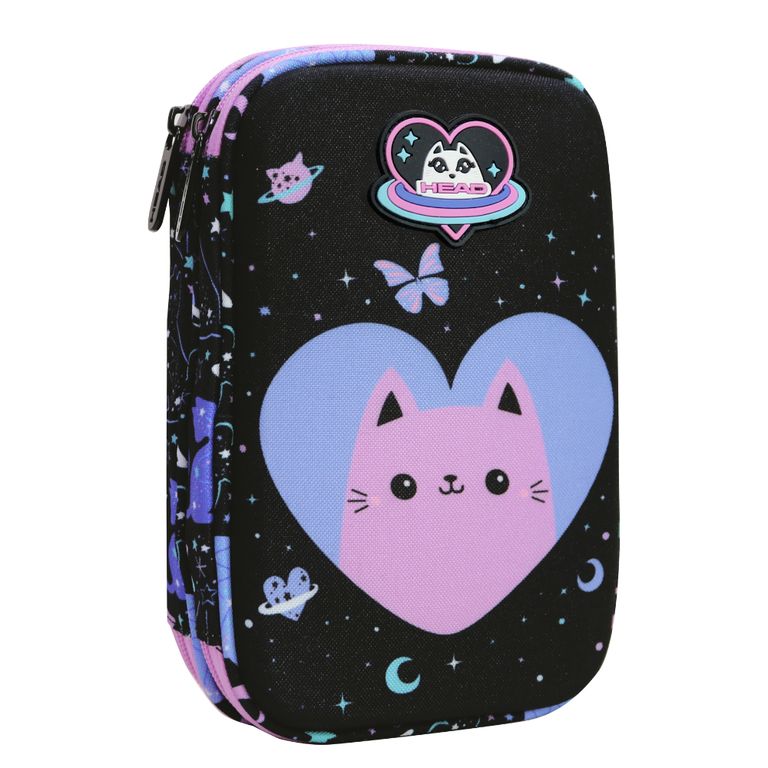 Estuche Infantil Nina Rigido Box Space Cat Negro