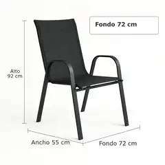 SPACE HOME - Silla Exterior Patio Negra Metálica Reforzada Ergonómica