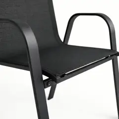 SPACE HOME - Silla Jardín Negra Metal y Textilene Ergonómica Reforzada