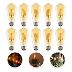 GENERICO - Ampolleta Led Vintage Edison E27 4w X10 Luz Calida Decoracion Retro Terrazas Y Quinchos Figoimport