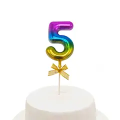 GENERICO - TOPPER TORTA NUMERAL MULTICOLOR 5