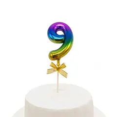 GENERICO - TOPPER TORTA NUMERAL MULTICOLOR 9