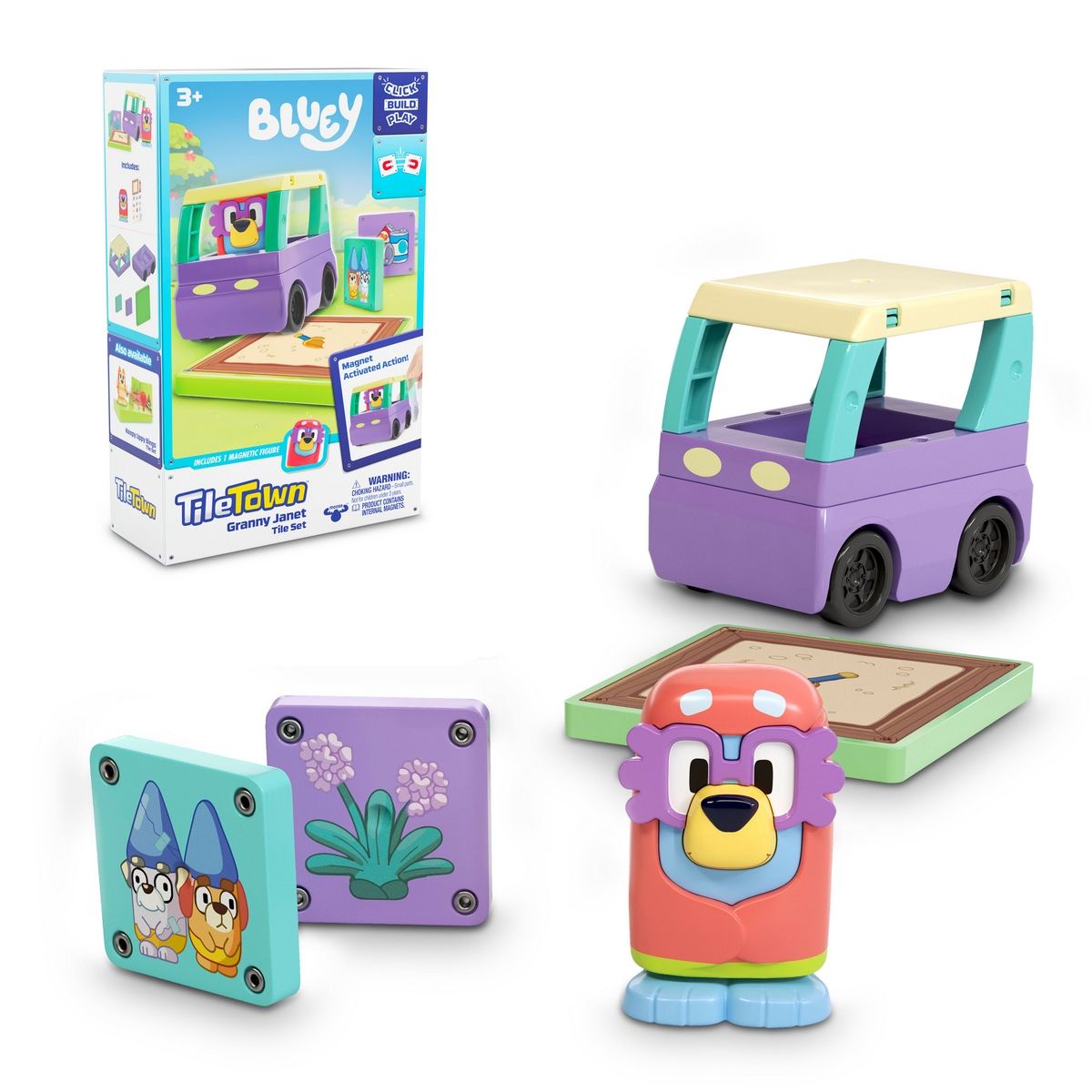 BLUEY - Bloques Construcción Magnéticos Bluey Tile Town-Granny Janet
