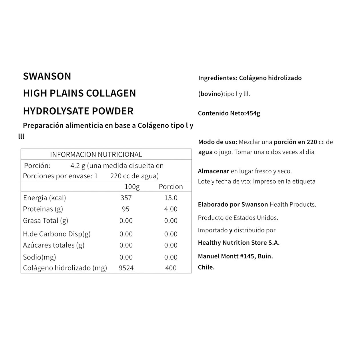 SWANSON - COLAGENO HIDROLIZADO EN POLVO 454GR - SWANSON