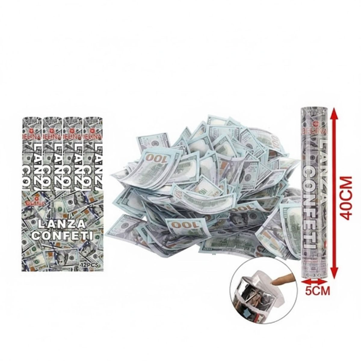 GENERICO - Lanza Confeti Dolares 5x40cm